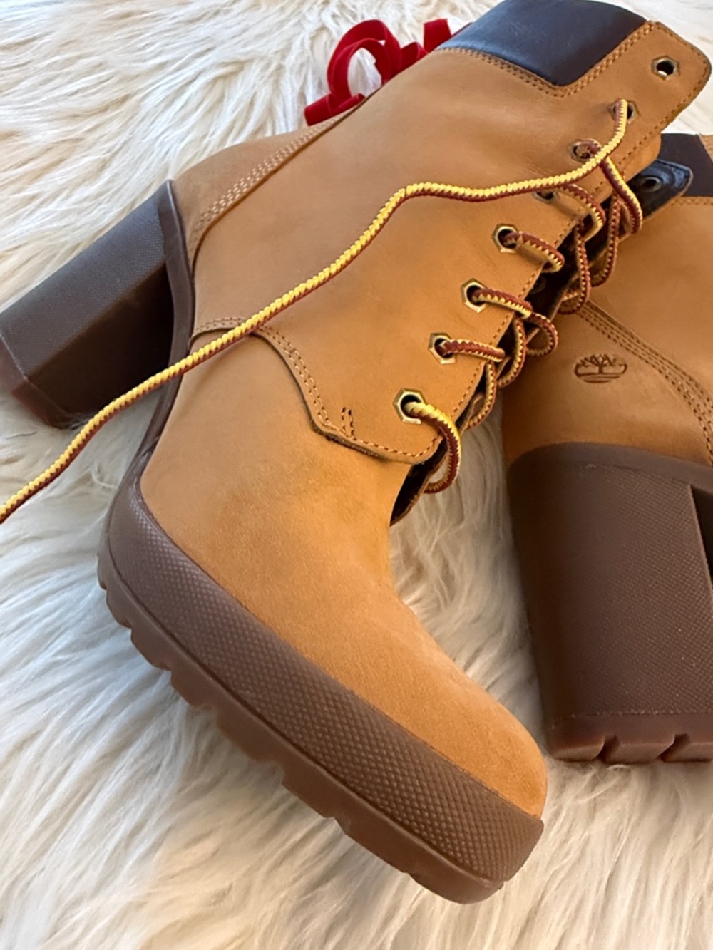 Timberland Women's Wheat Nubuck Lace-Up Block Heel Boots - Picture 6 of 14